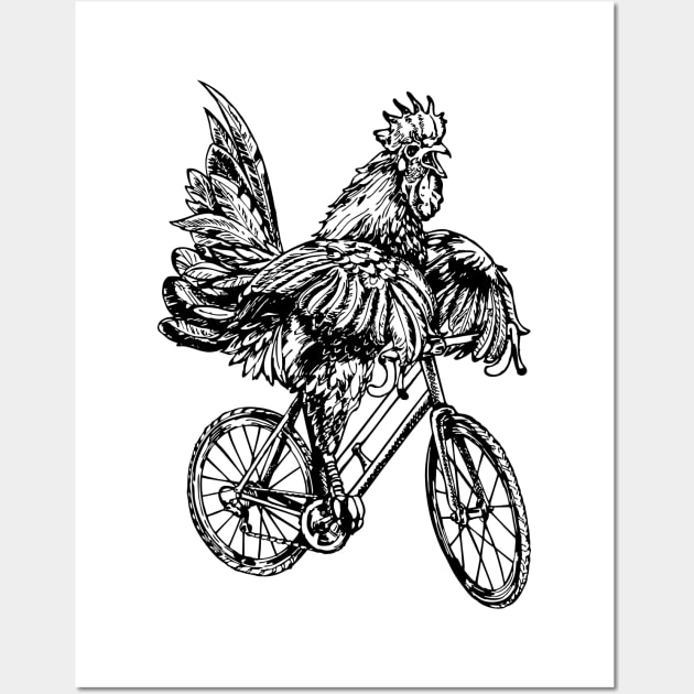 SEEMBO Rooster Cycling Bicycle Bicycling Riding Biking Bike Wall Art by SEEMBO